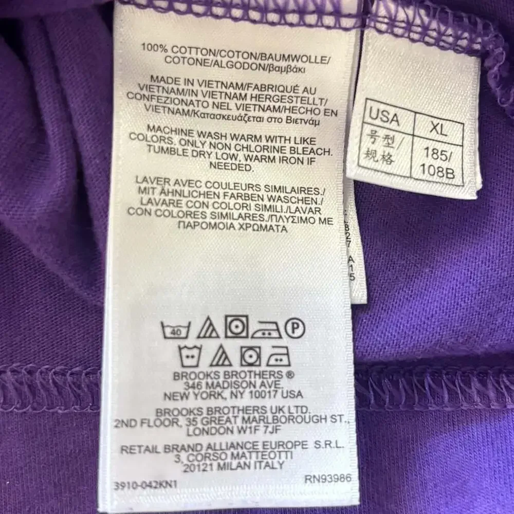 Brooks Brothers 346 Purple Polo Shirt Men's XL 100% Cotton